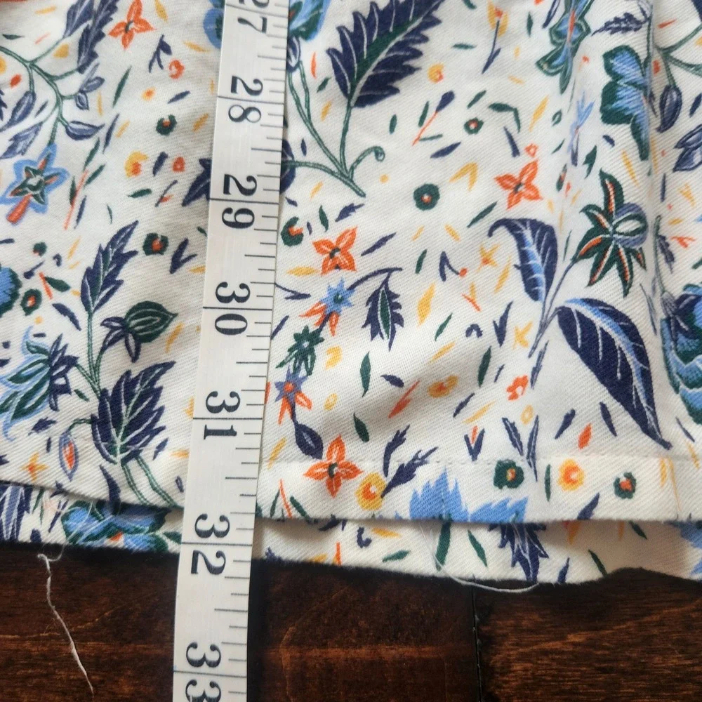 Old Navy Floral Tiered Dress Kids XL 14 Cream Blue Excellent Boho 3/4 Sleeve